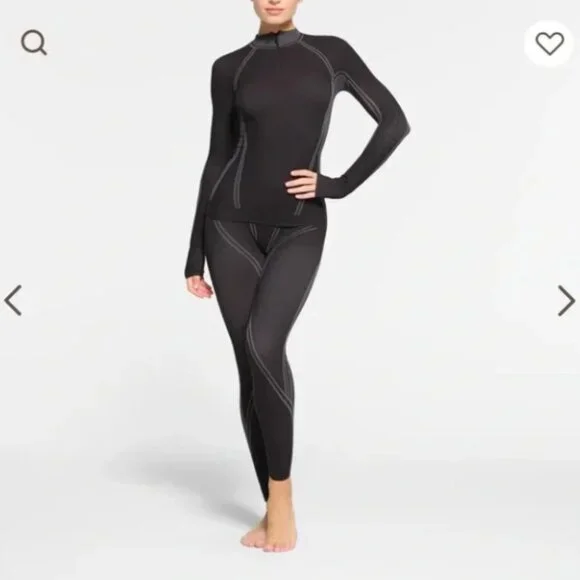 SKIMS First Layers Turtleneck Top Womens 2X-4X Onyx Black Gray Long Sleeve NWT - Picture 2 of 9